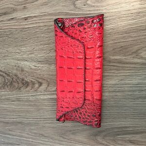 Red Crocodile LEATHER Embossed Clutch